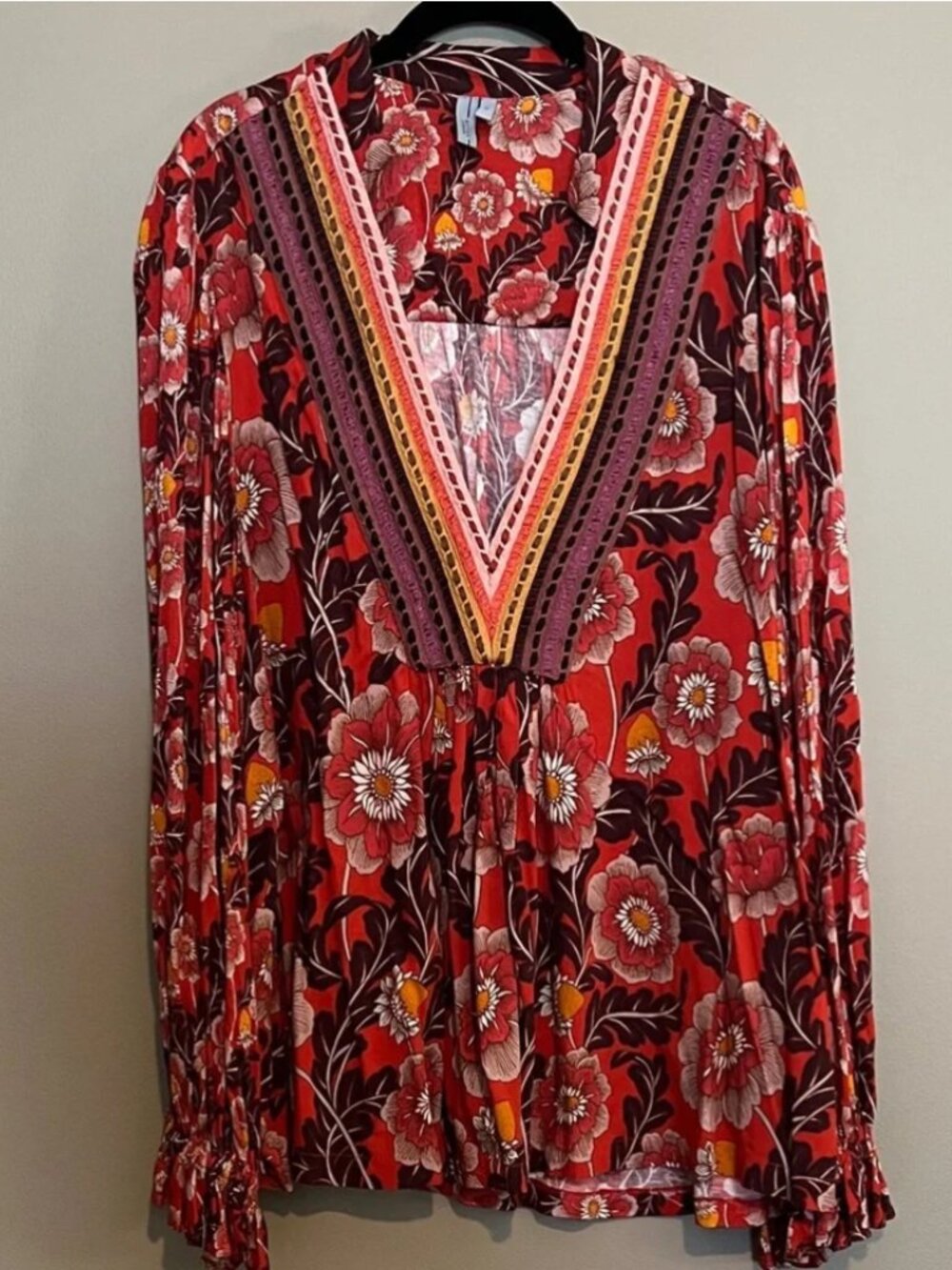 bl^nk London Anthropologie Women’s 1X STEPHANIE Floral Embroidered VNeck